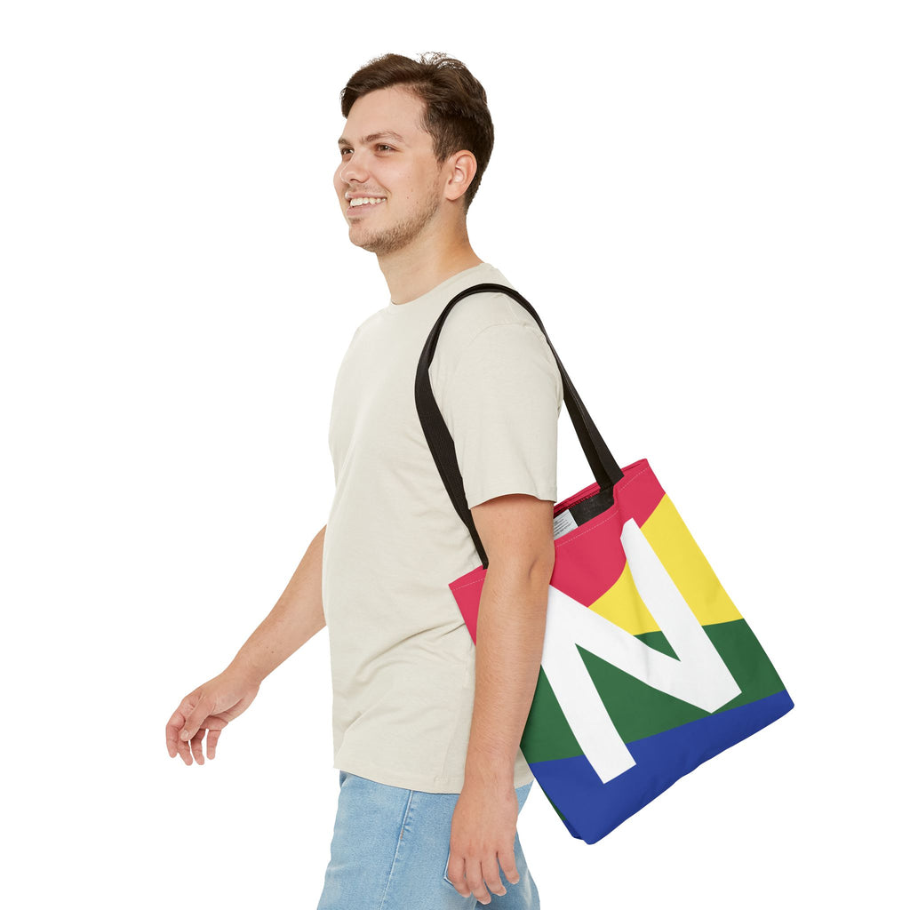 Monogram 'N' Colorblock Tote Bag — Personalized Initial N Shoulder Tote