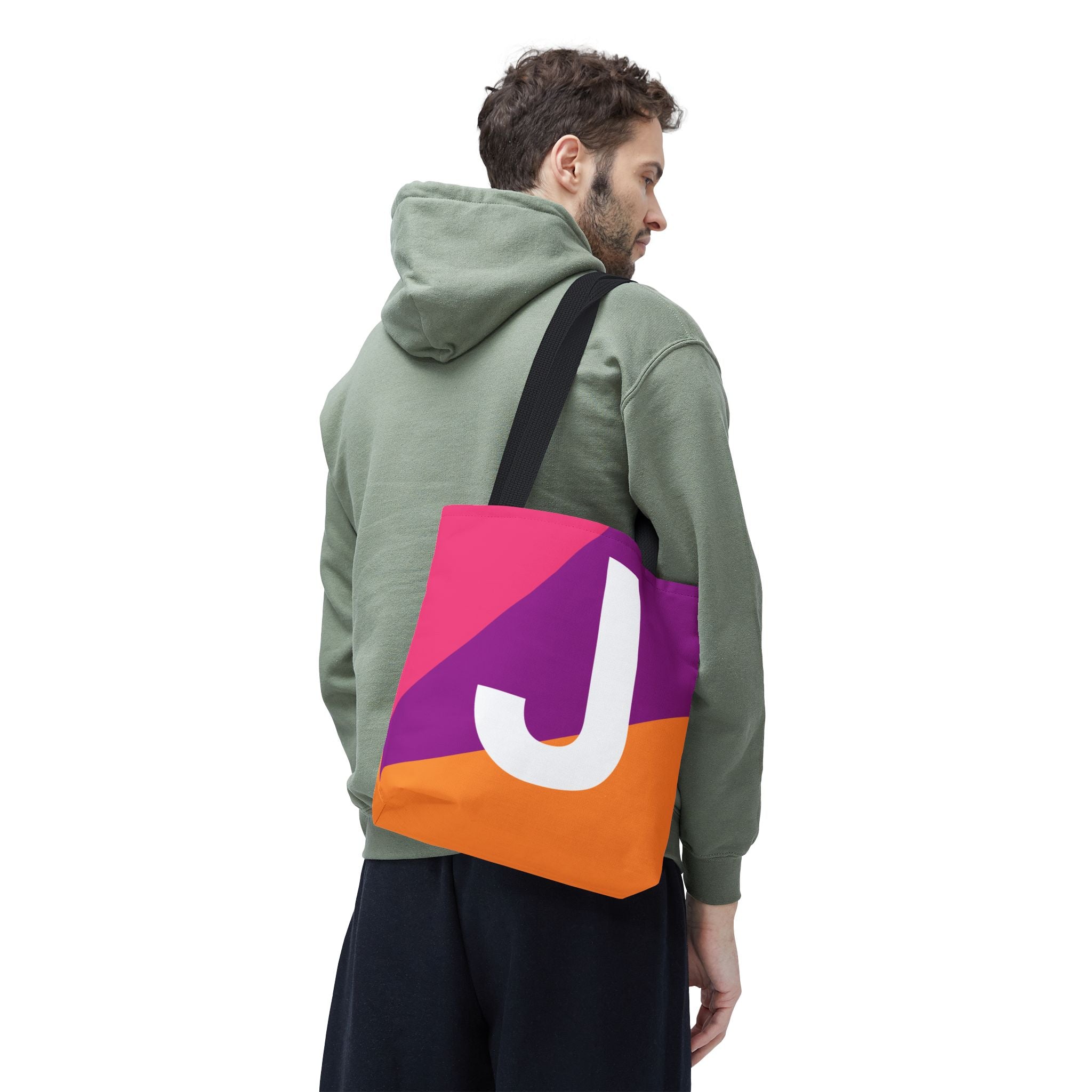 Monogram 'J' Colorblock Tote Bag — Personalized Initial J Shoulder Tote
