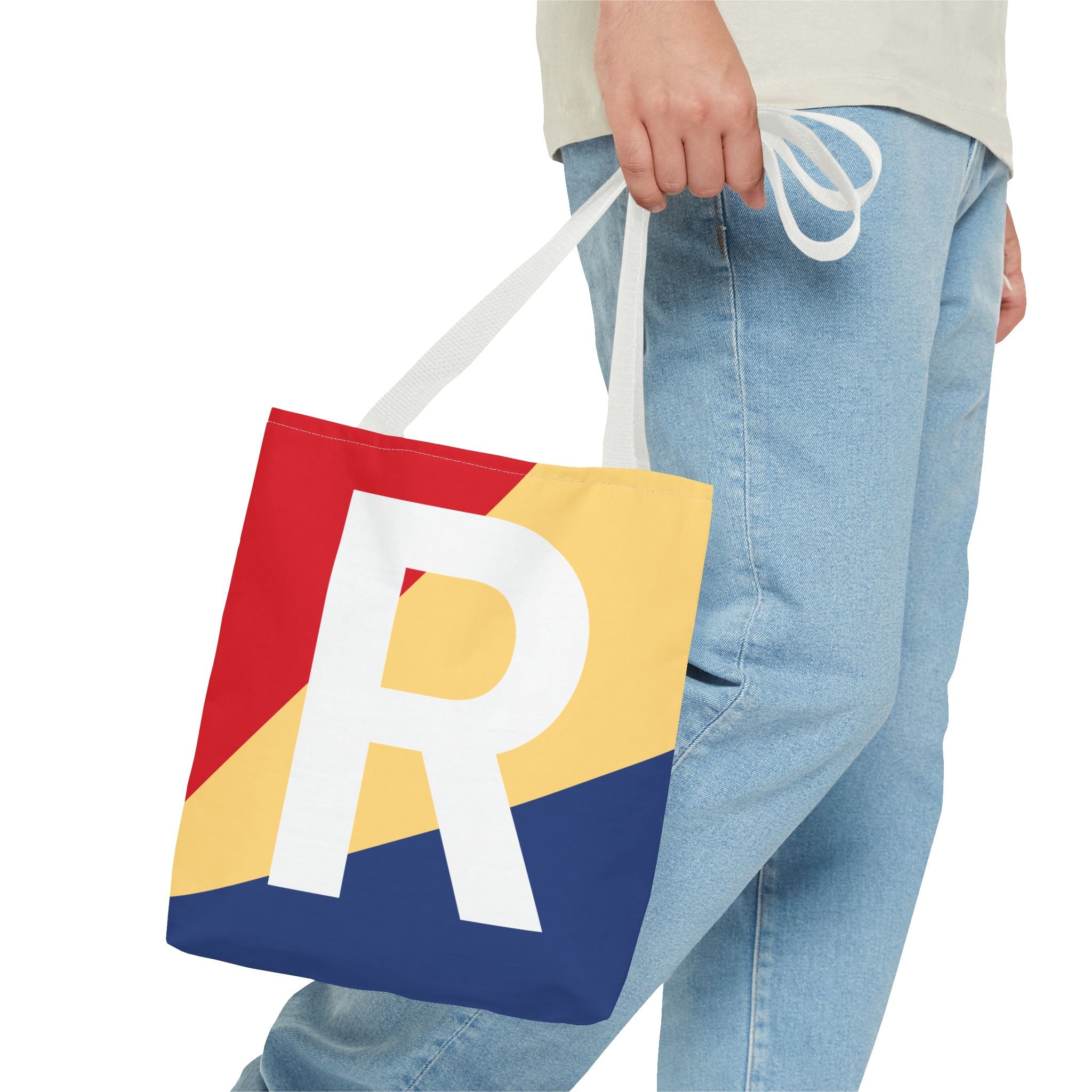 Monogram 'R' Colorblock Tote Bag — Personalized Initial R Shoulder Tote