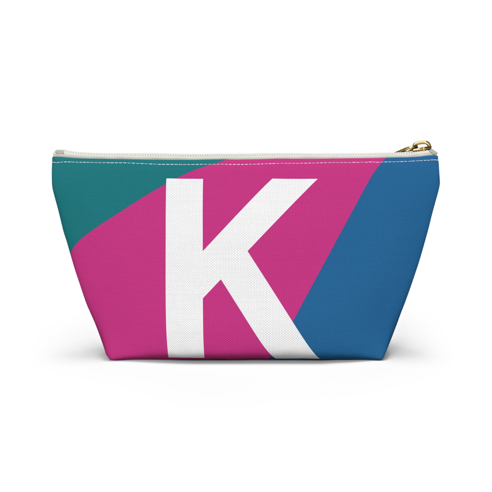 Initials Colorblock Accessory Pouch — Monogram K T-Bottom Cosmetic Bag