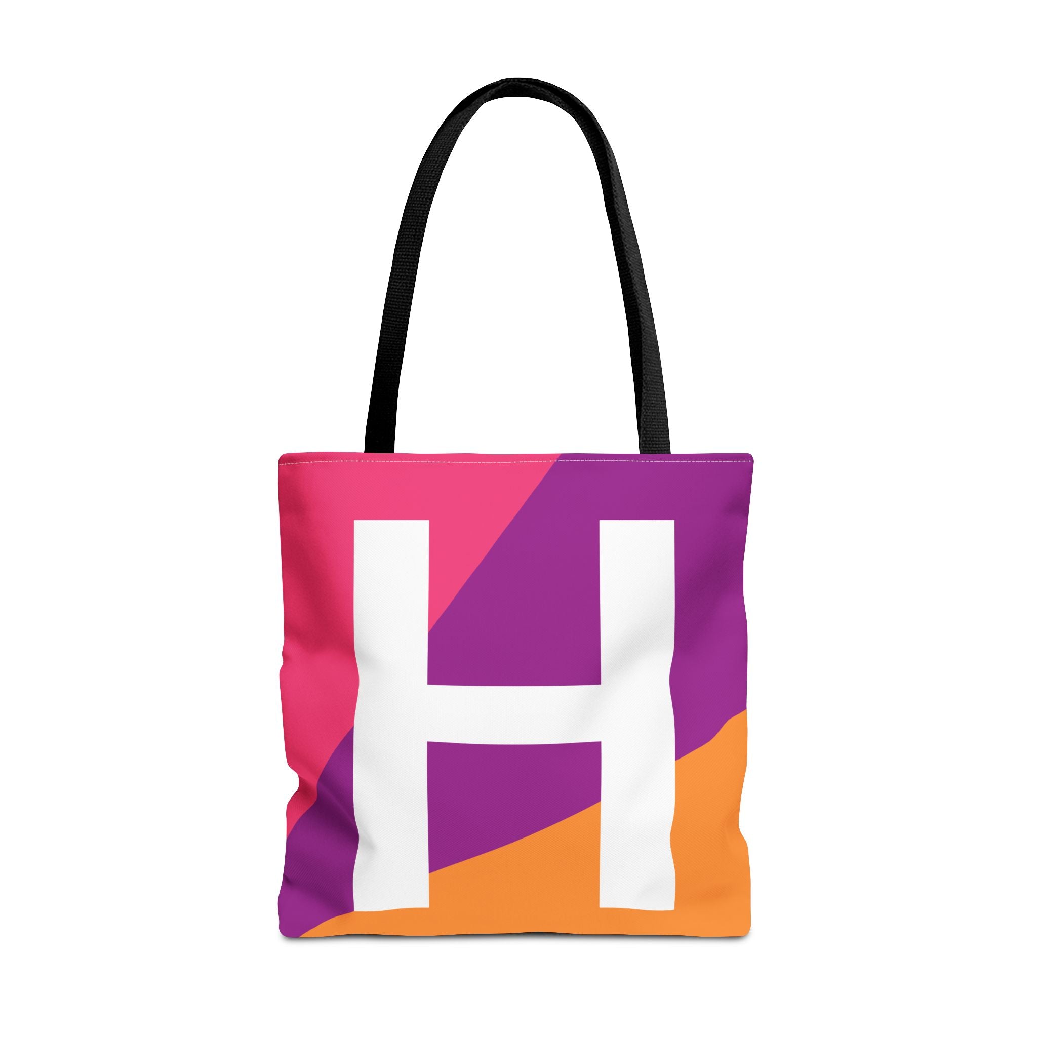 Monogram 'H' Colorblock Tote Bag — Personalized Initial H Shoulder Tote