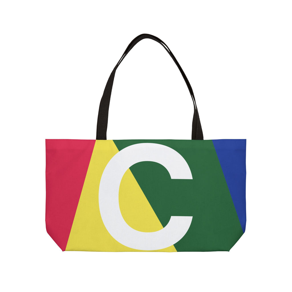 Personalized 'C' Colorblock Tote Bag — Monogram Weekender Tote