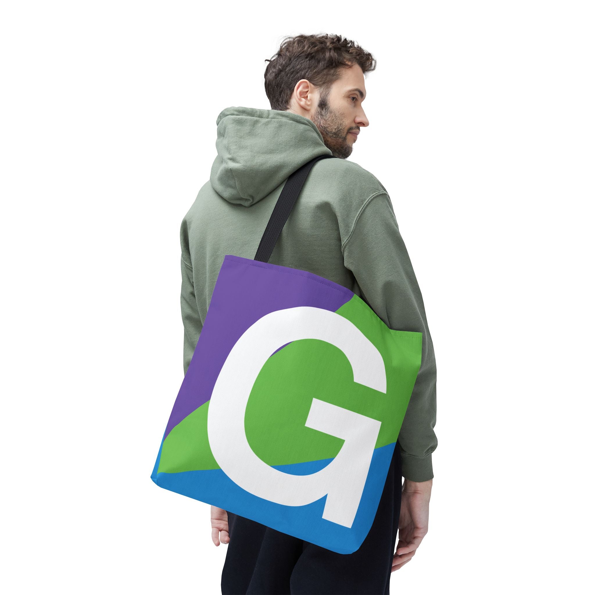 Monogram 'G' Colorblock Tote Bag — Personalized Initial G Shoulder Tote