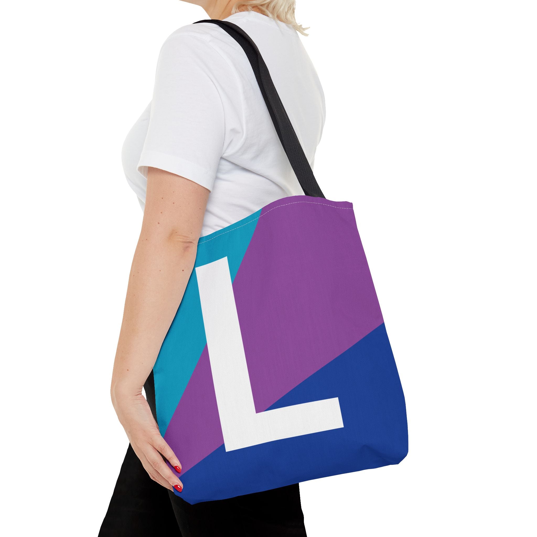 Monogram 'L' Colorblock Tote Bag — Personalized Initial L Shoulder Tote