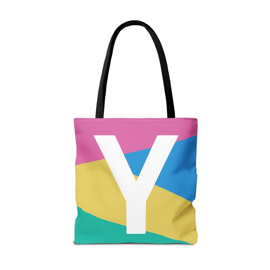 Monogram 'Y' Colorblock Tote Bag — Personalized Initial Y Shoulder Tote