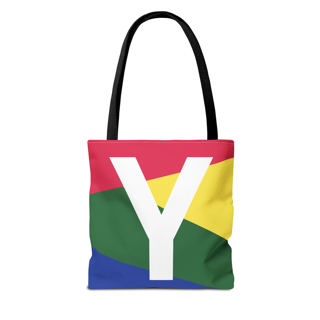 Monogram 'Y' Colorblock Tote Bag — Personalized Initial Y Shoulder Tote