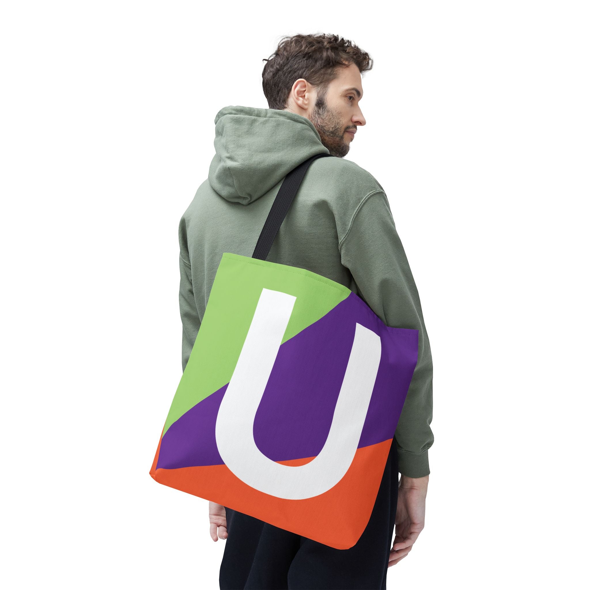 Monogram 'U' Colorblock Tote Bag — Personalized Initial U Shoulder Tote