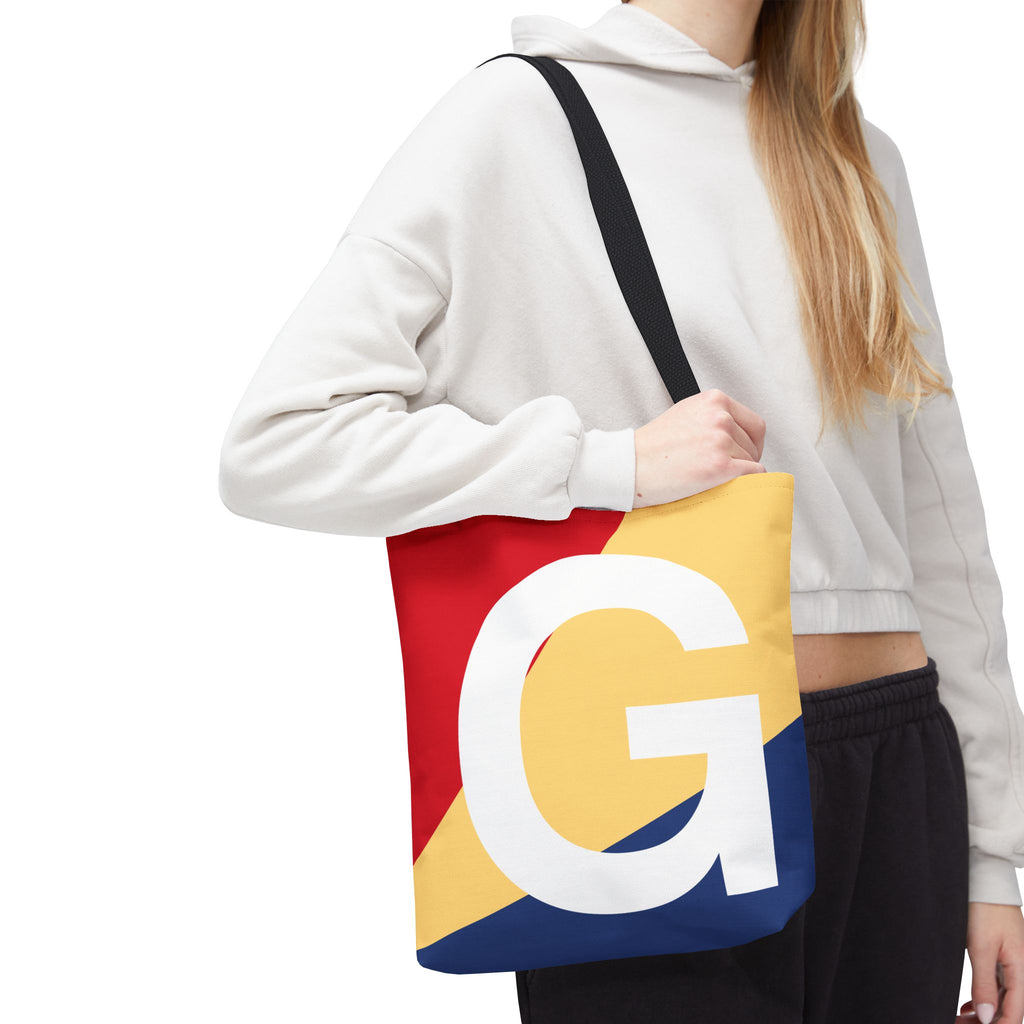 Monogram 'G' Colorblock Tote Bag — Personalized Initial G Shoulder Tote
