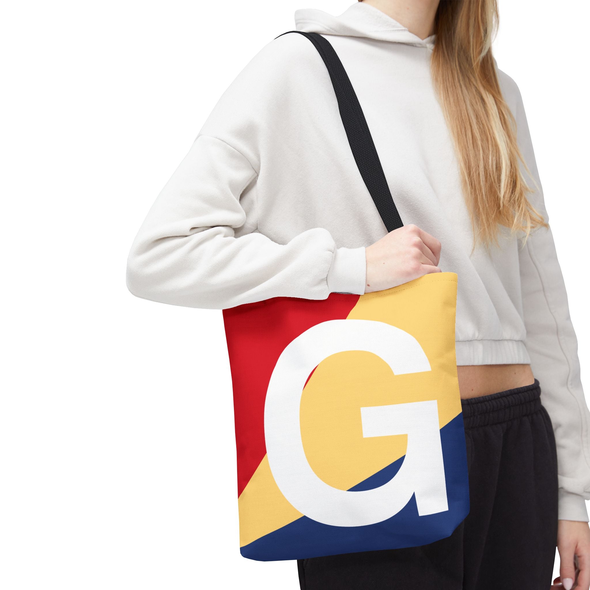 Monogram 'G' Colorblock Tote Bag — Personalized Initial G Shoulder Tote