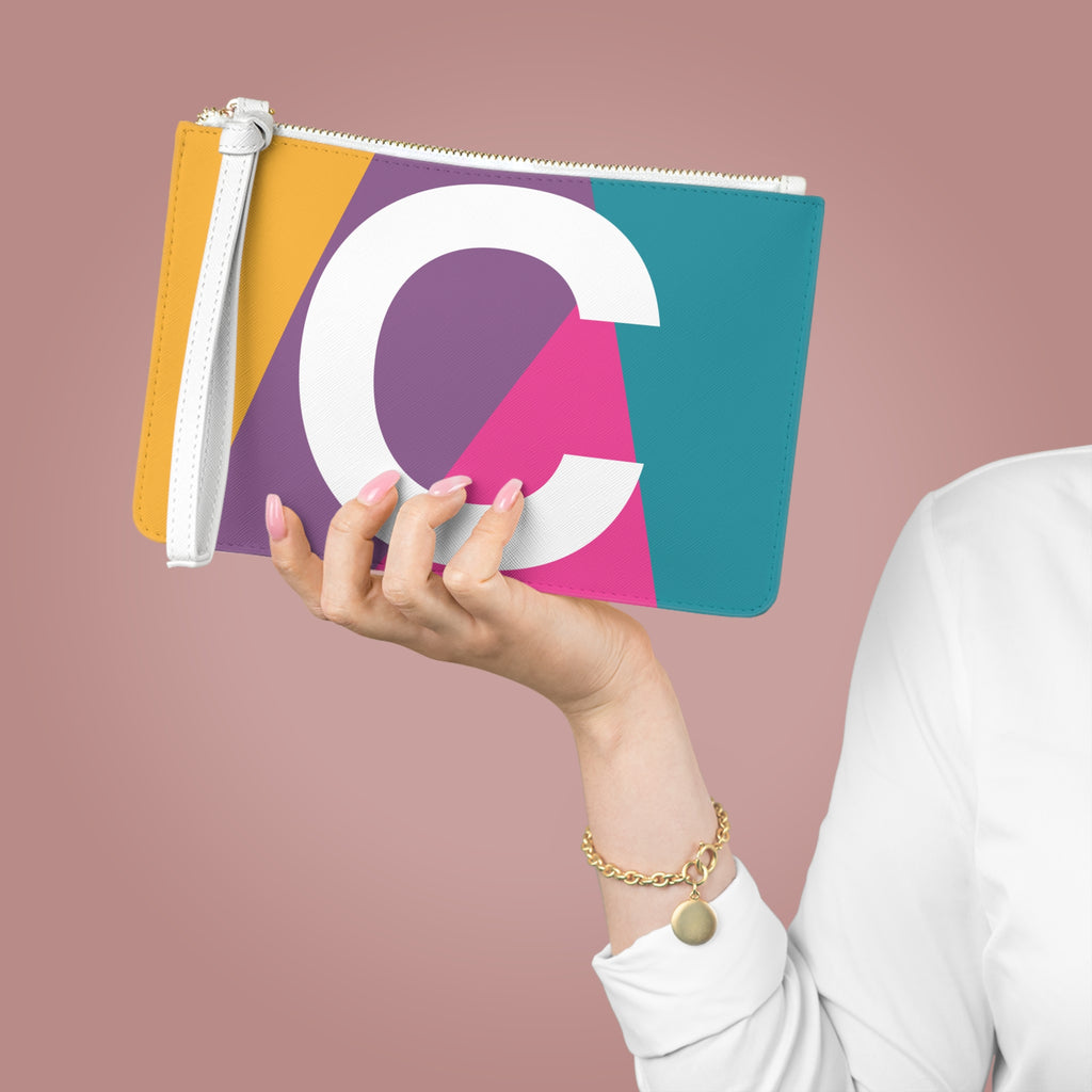 Monogram 'C' Colorblock Clutch Bag — Bold Geometric Wristlet for Everyday & Gifts