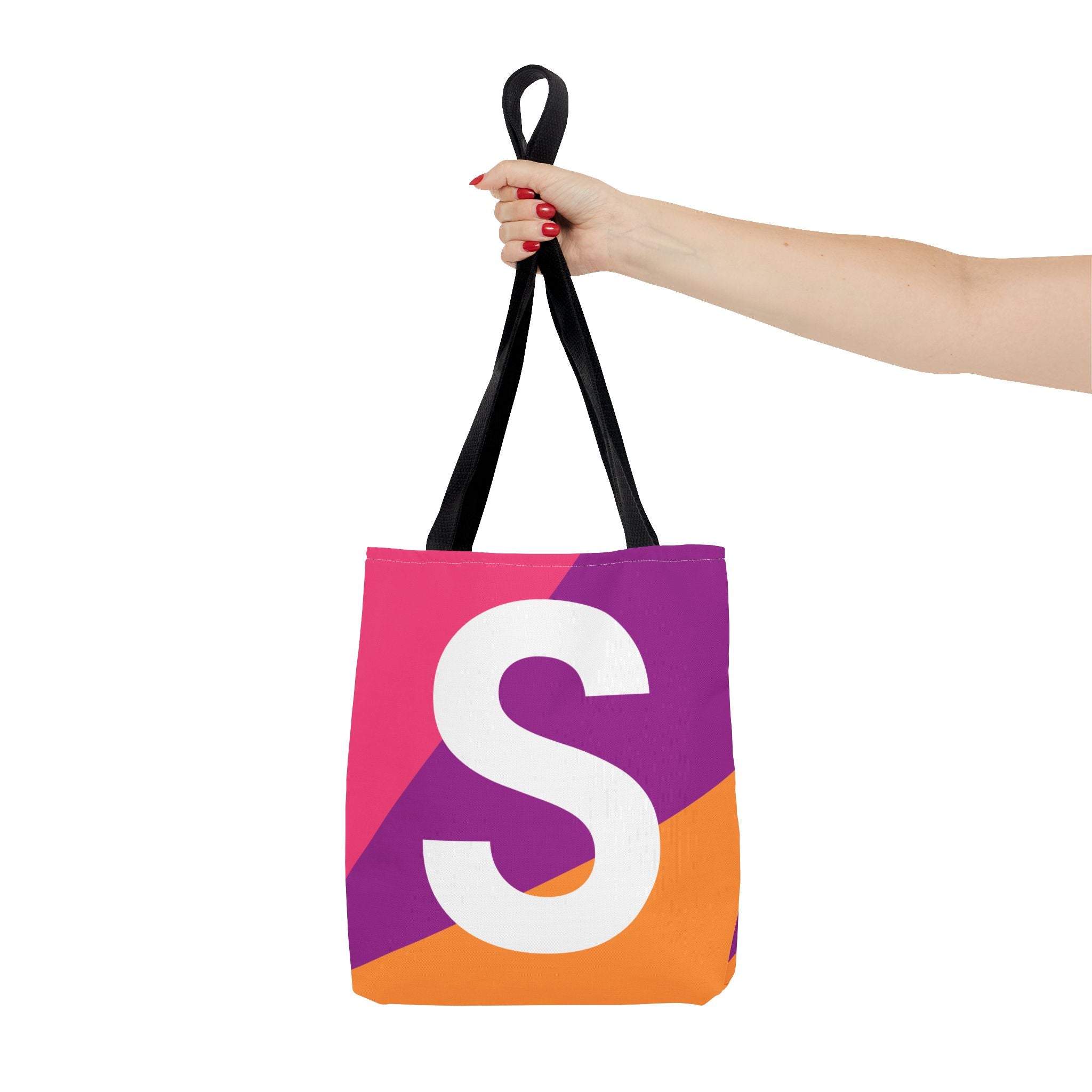 Monogram 'S' Colorblock Tote Bag — Personalized Initial S Shoulder Tote