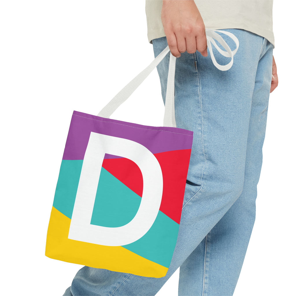 Monogram 'D' Colorblock Tote Bag — Personalized Initial D Shoulder Tote