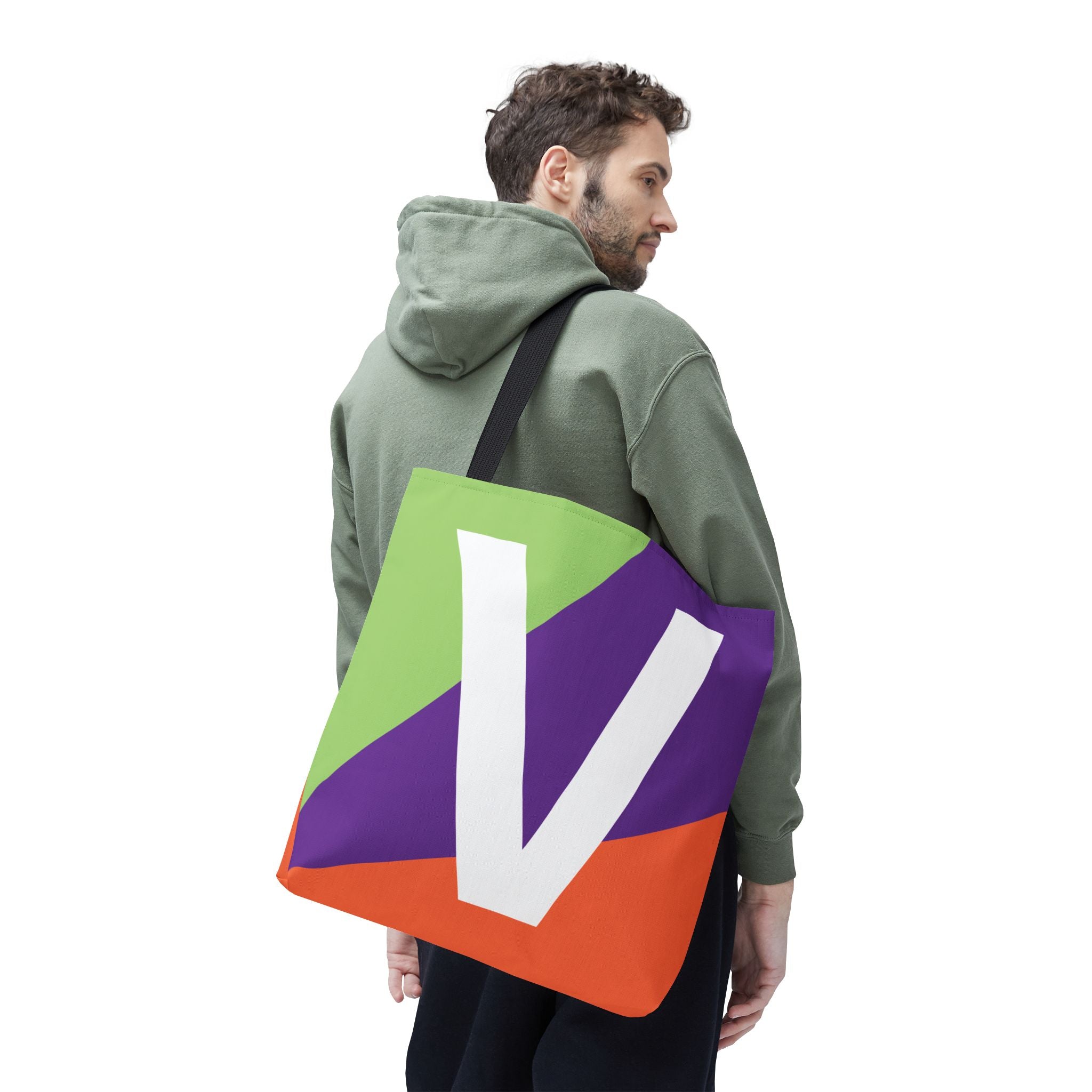 Monogram 'V' Colorblock Tote Bag — Personalized Initial V Shoulder Tote