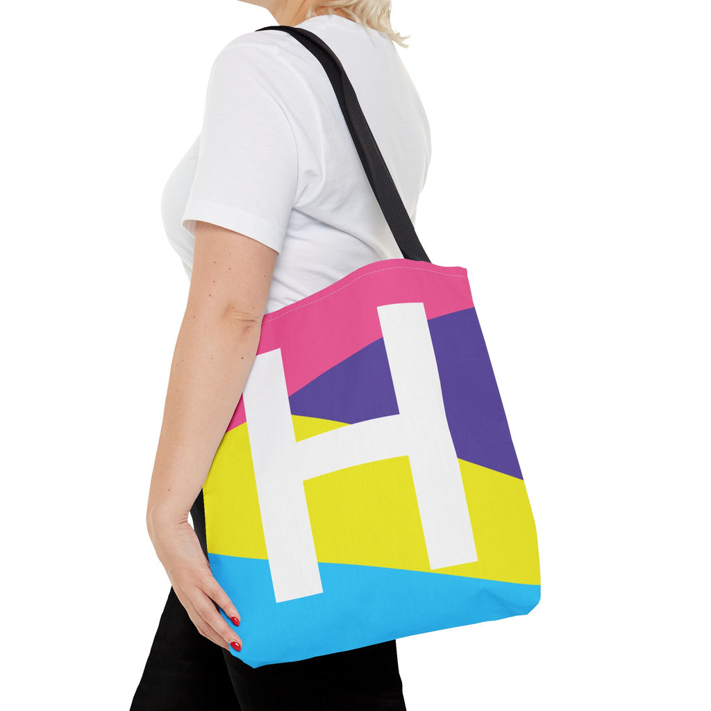 Monogram 'H' Colorblock Tote Bag — Personalized Initial H Shoulder Tote