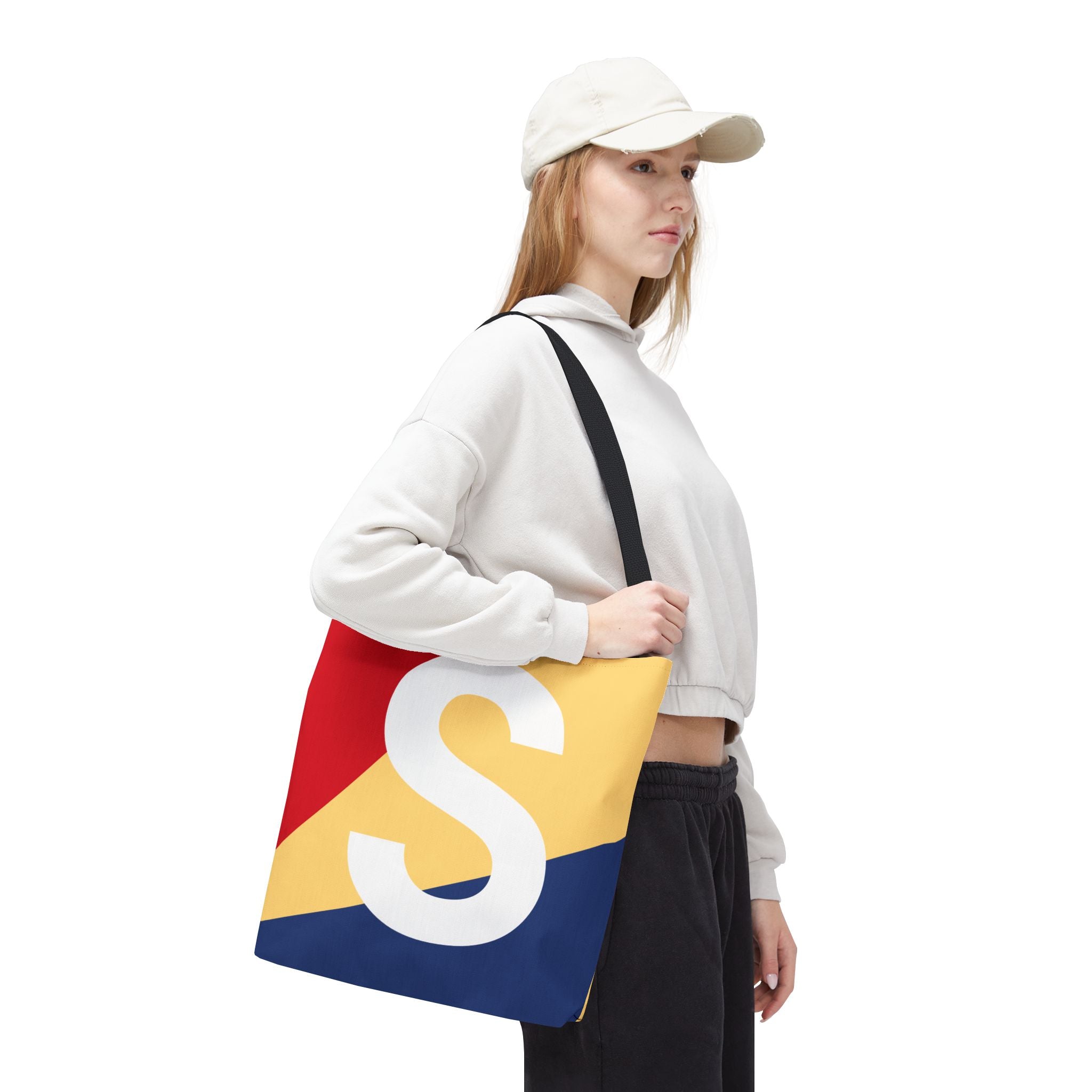 Monogram 'S' Colorblock Tote Bag — Personalized Initial S Shoulder Tote