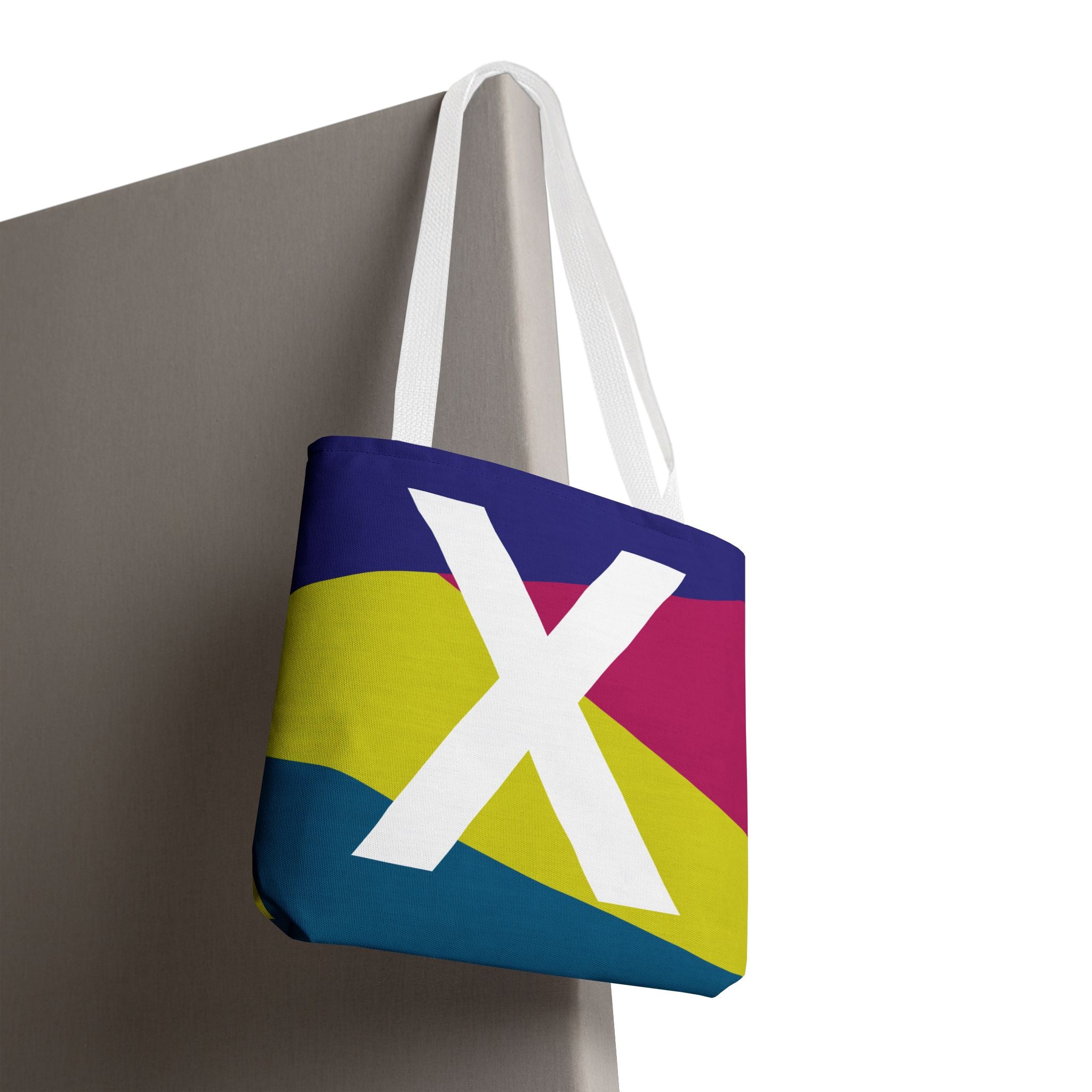 Monogram 'X' Colorblock Tote Bag — Personalized Initial X Shoulder Tote