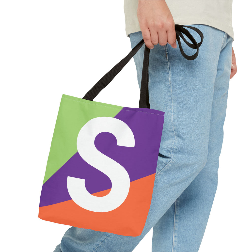 Monogram 'S' Colorblock Tote Bag — Personalized Initial S Shoulder Tote