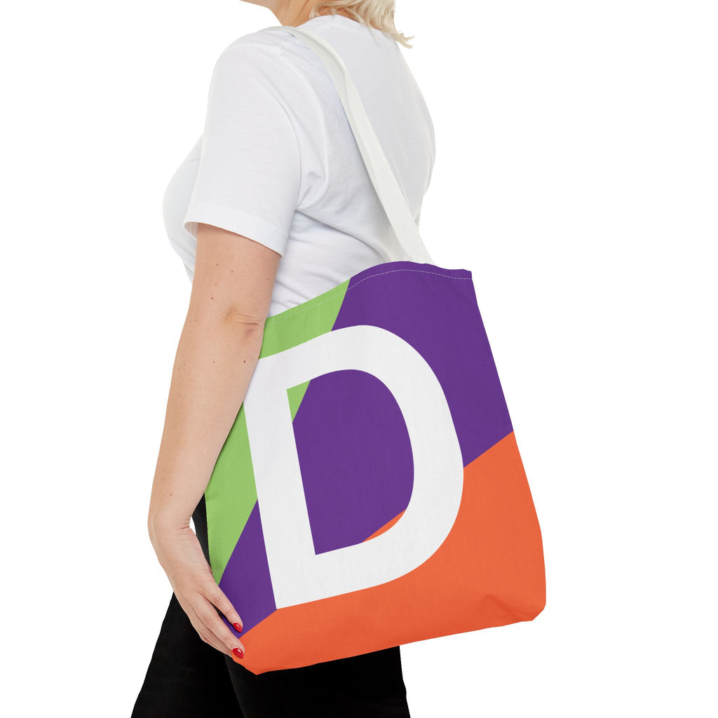 Monogram 'D' Colorblock Tote Bag — Personalized Initial D Shoulder Tote