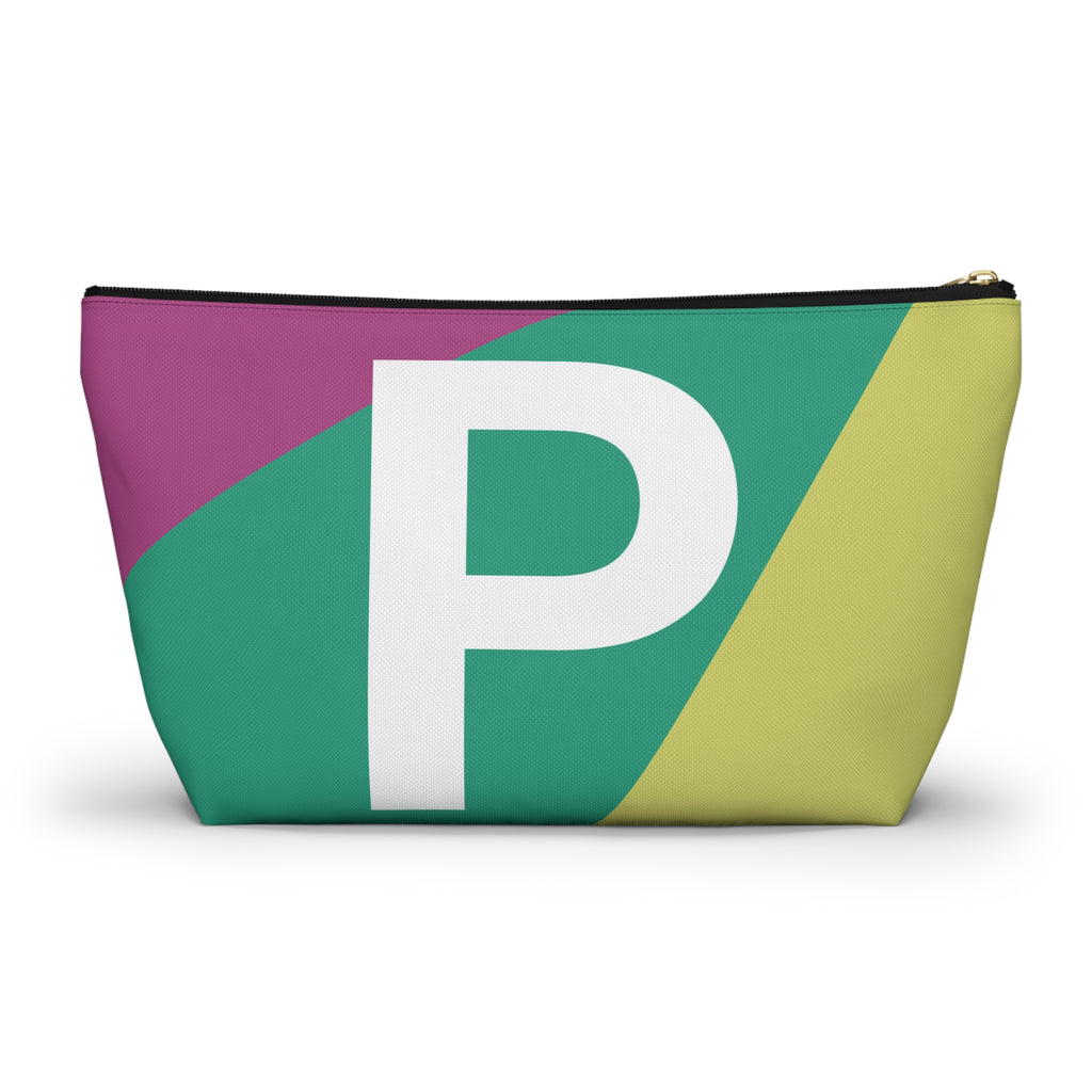 Initials Colorblock Accessory Pouch — Monogram P T-Bottom Cosmetic Bag