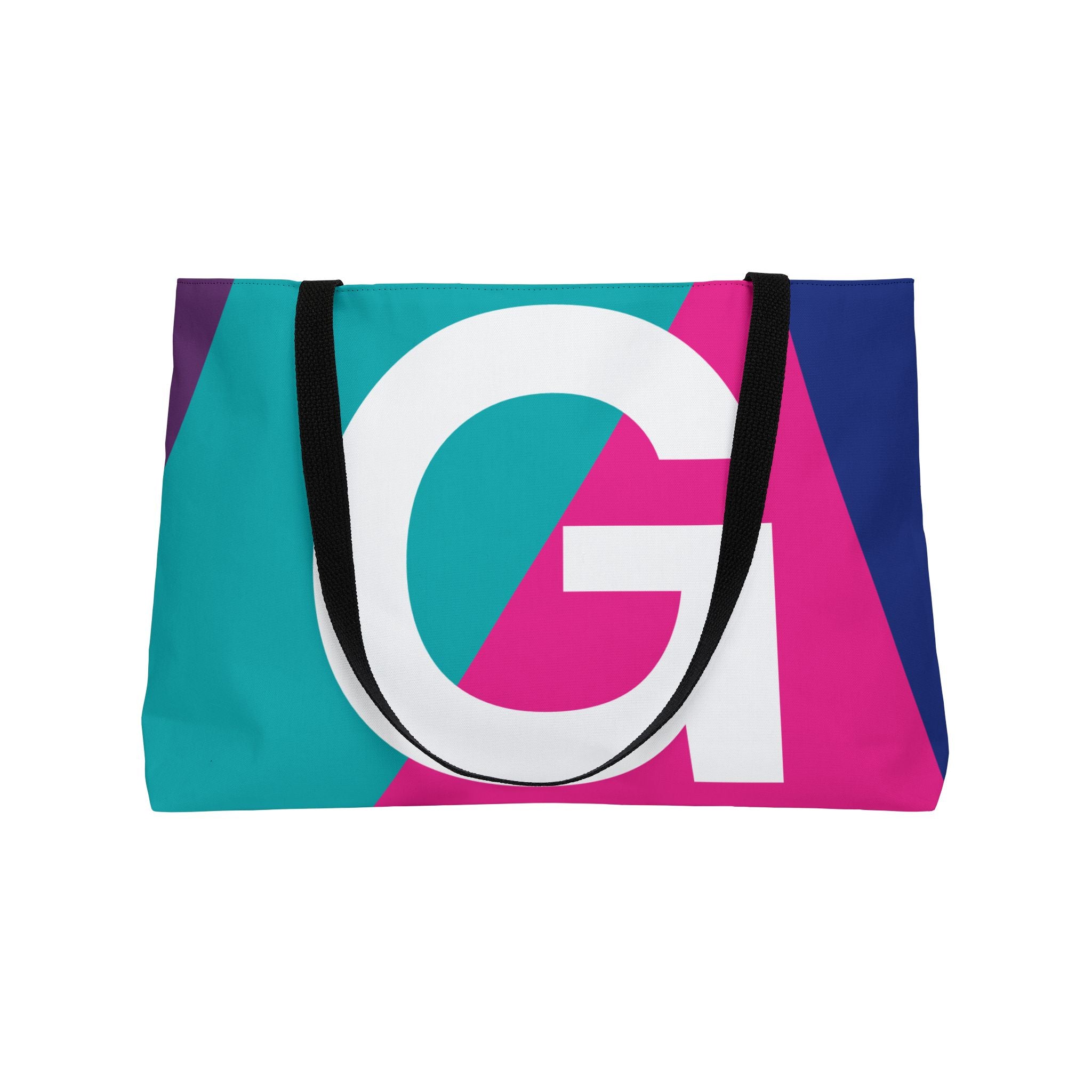 Personalized 'G' Colorblock Tote Bag — Monogram Weekender Tote