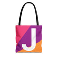 Monogram 'J' Colorblock Tote Bag — Personalized Initial J Shoulder Tote
