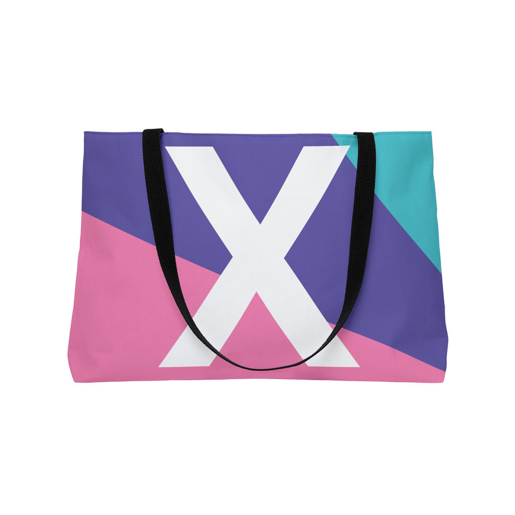 Personalized 'X' Colorblock Tote Bag — Monogram Weekender Tote