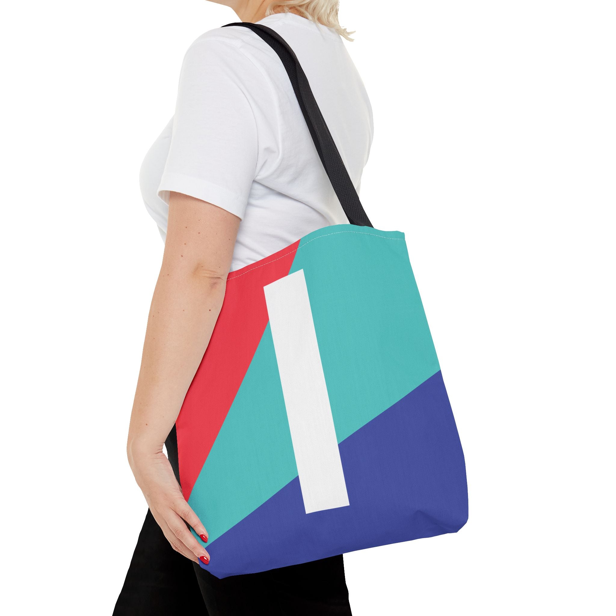 Monogram 'I' Colorblock Tote Bag — Personalized Initial I Shoulder Tote