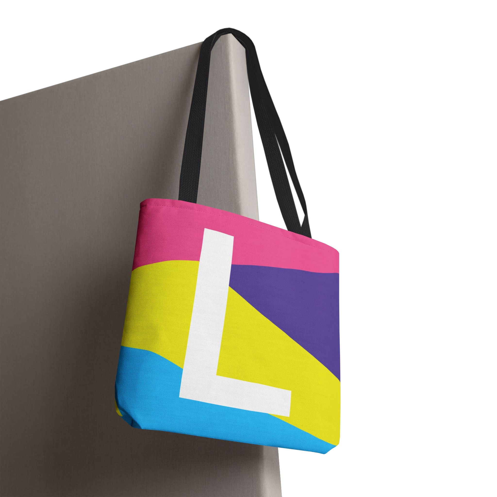 Monogram 'L' Colorblock Tote Bag — Personalized Initial L Shoulder Tote