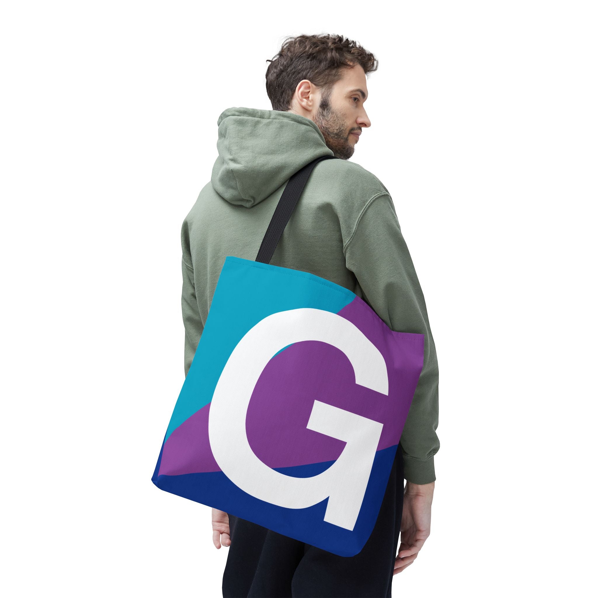 Monogram 'G' Colorblock Tote Bag — Personalized Initial G Shoulder Tote