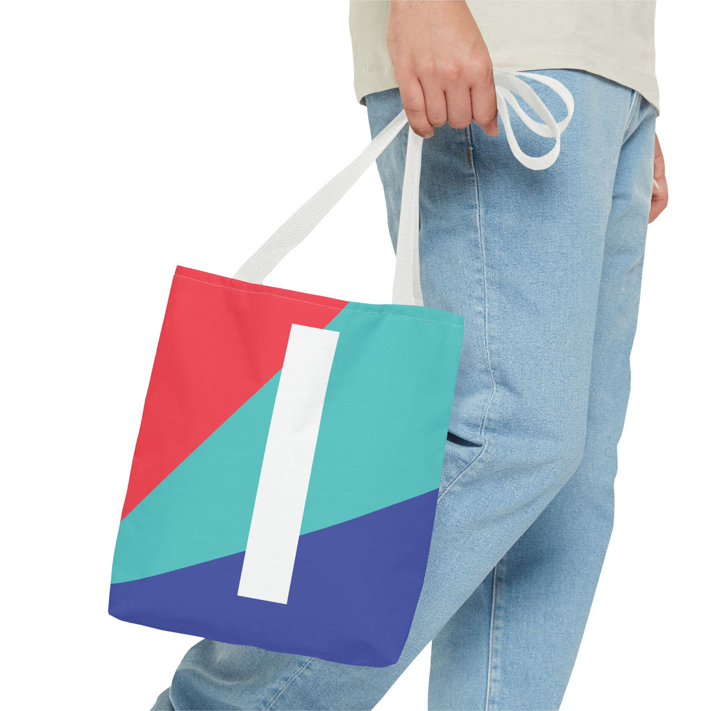 Monogram 'I' Colorblock Tote Bag — Personalized Initial I Shoulder Tote