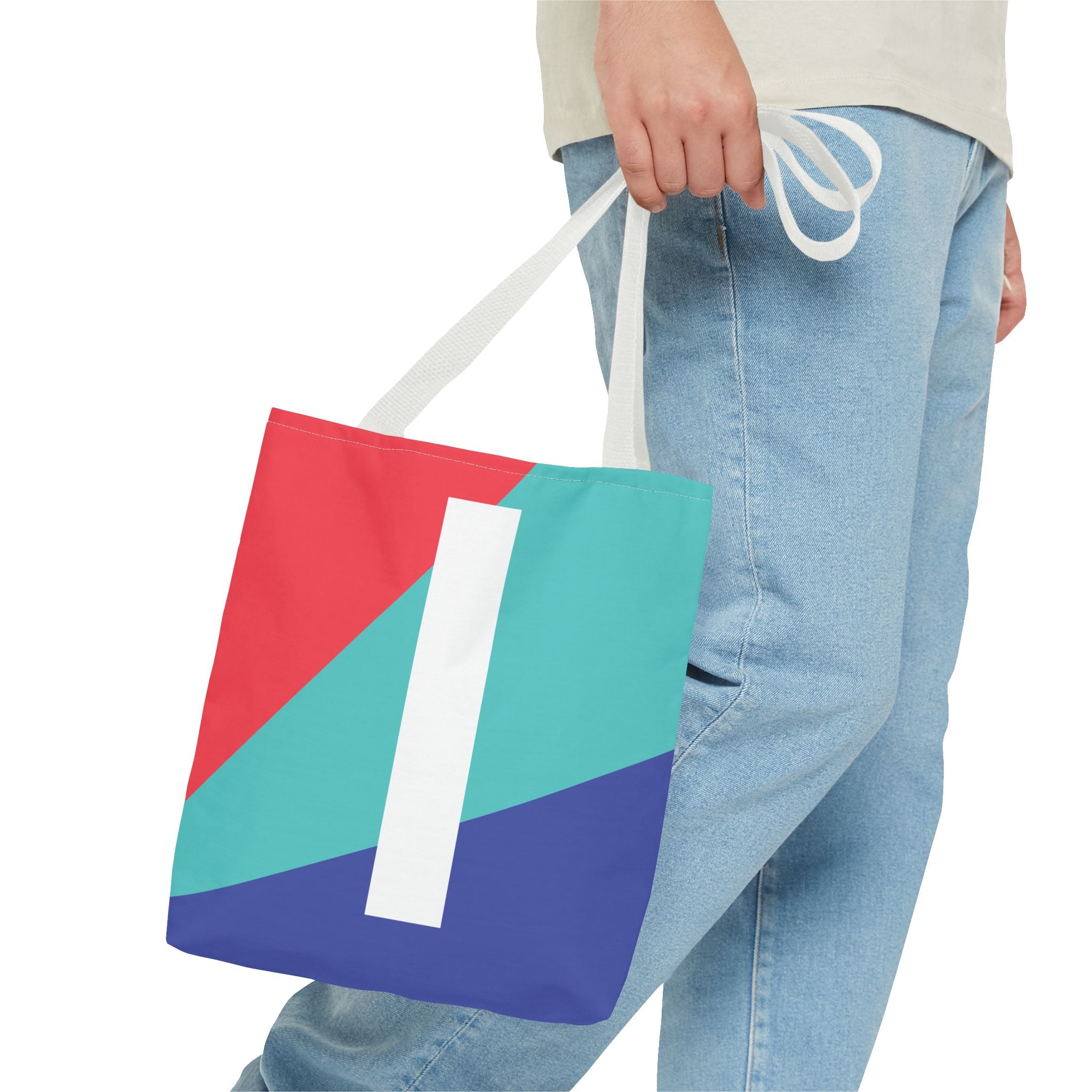 Monogram 'I' Colorblock Tote Bag — Personalized Initial I Shoulder Tote