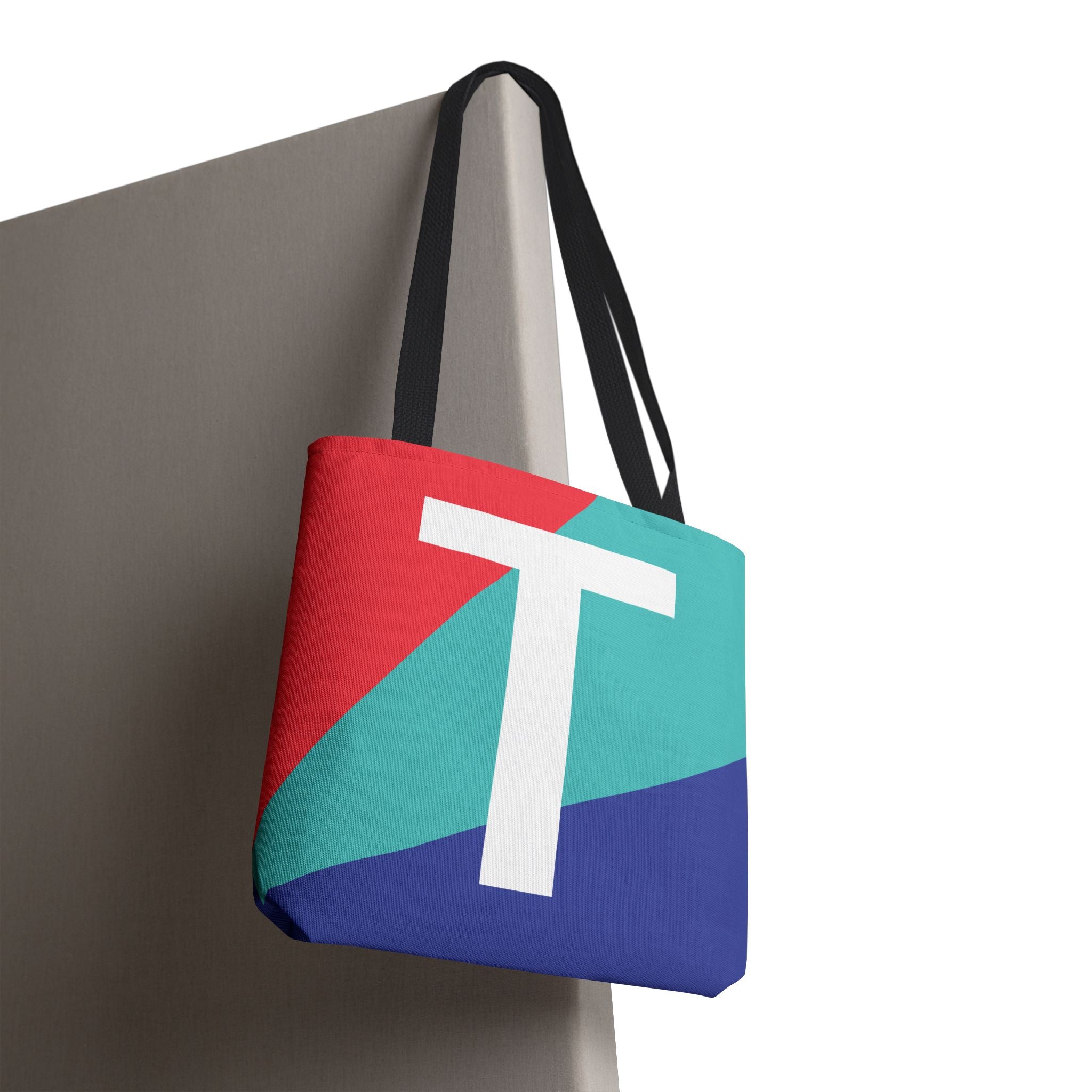 Monogram 'T' Colorblock Tote Bag — Personalized Initial T Shoulder Tote