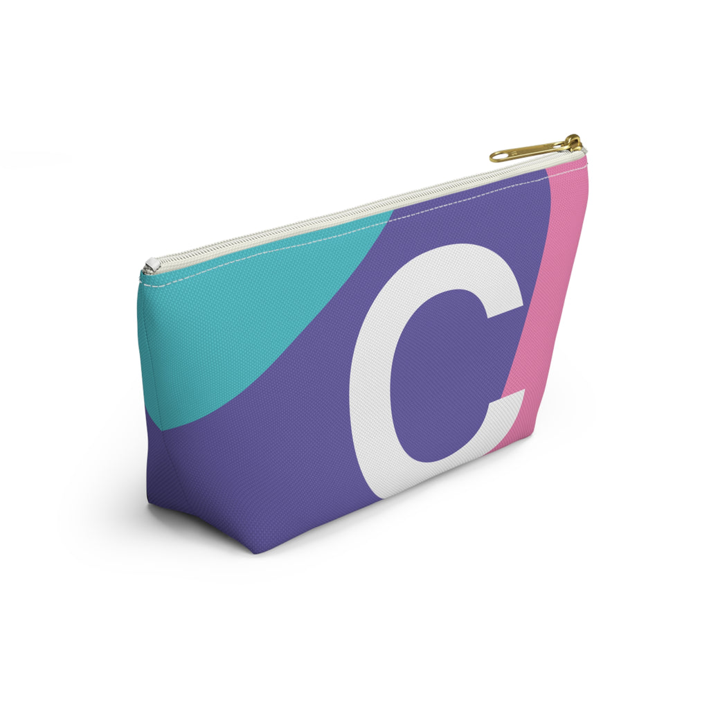 Initials Colorblock Accessory Pouch — Monogram C T-Bottom Cosmetic Bag