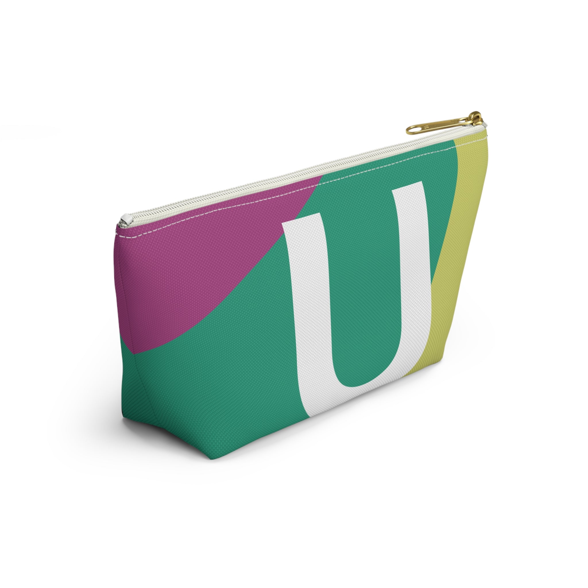 Initials Colorblock Accessory Pouch — Monogram U T-Bottom Cosmetic Bag