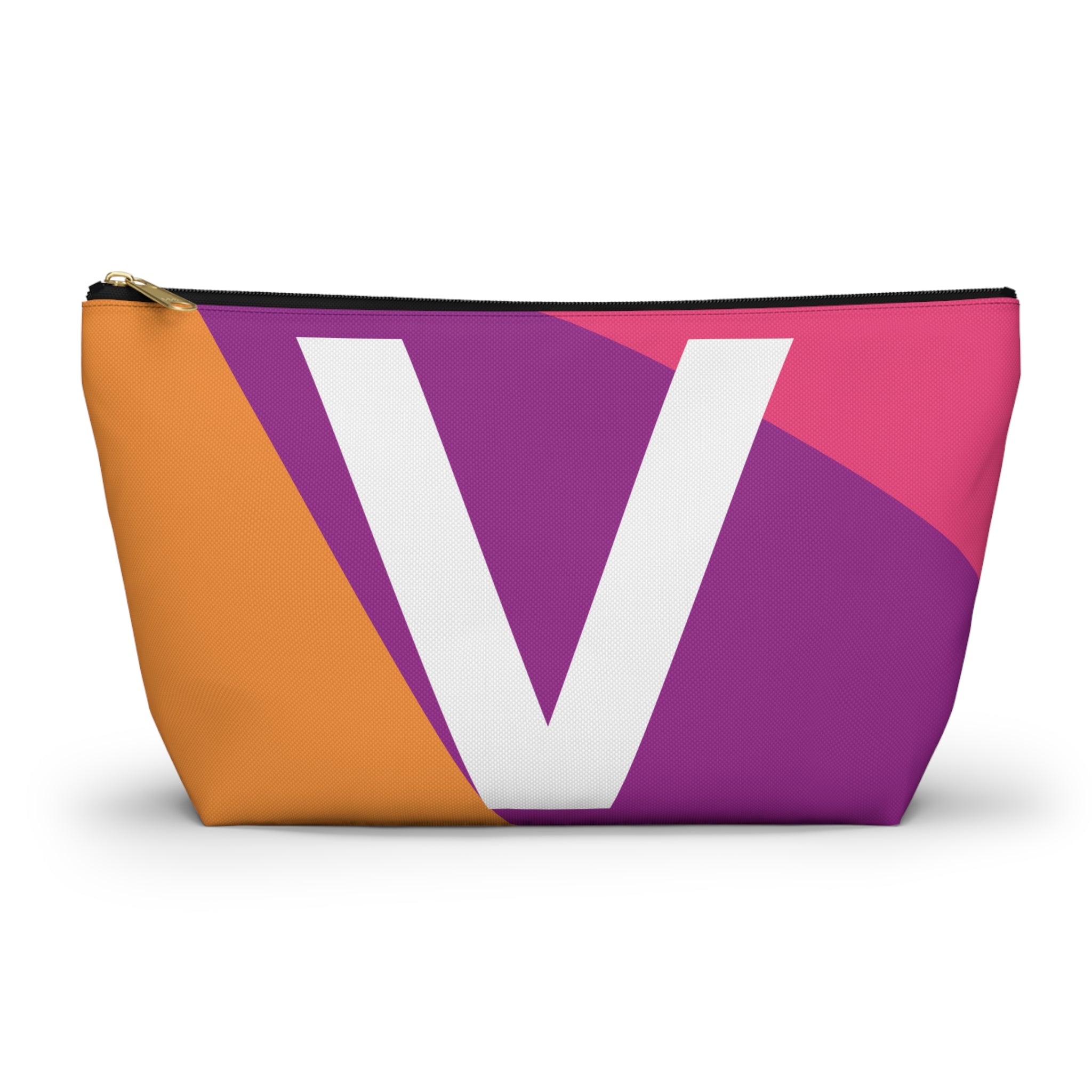 Initials Colorblock Accessory Pouch — Monogram V T-Bottom Cosmetic Bag