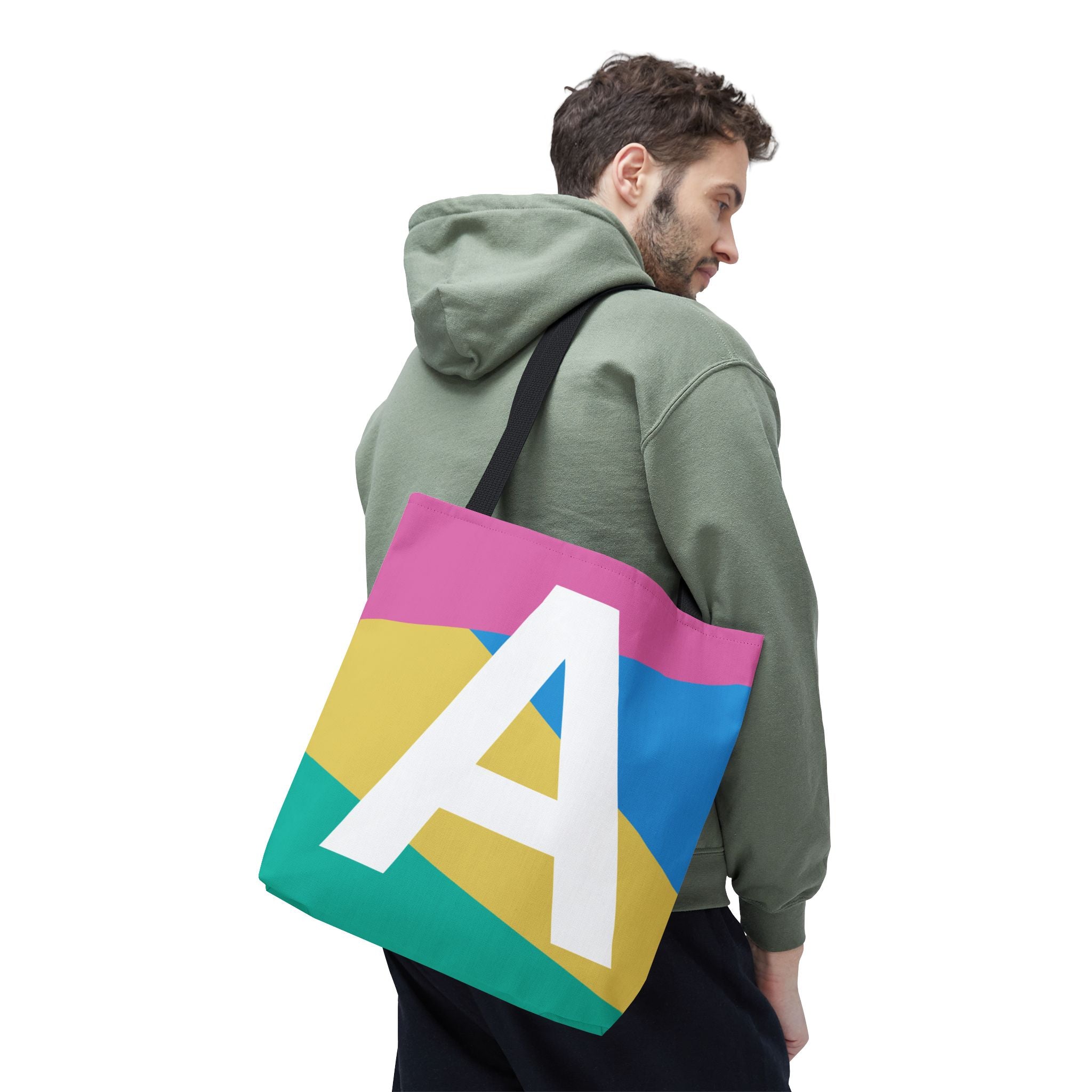 Monogram 'A' Colorblock Tote Bag — Personalized Initial A Shoulder Tote