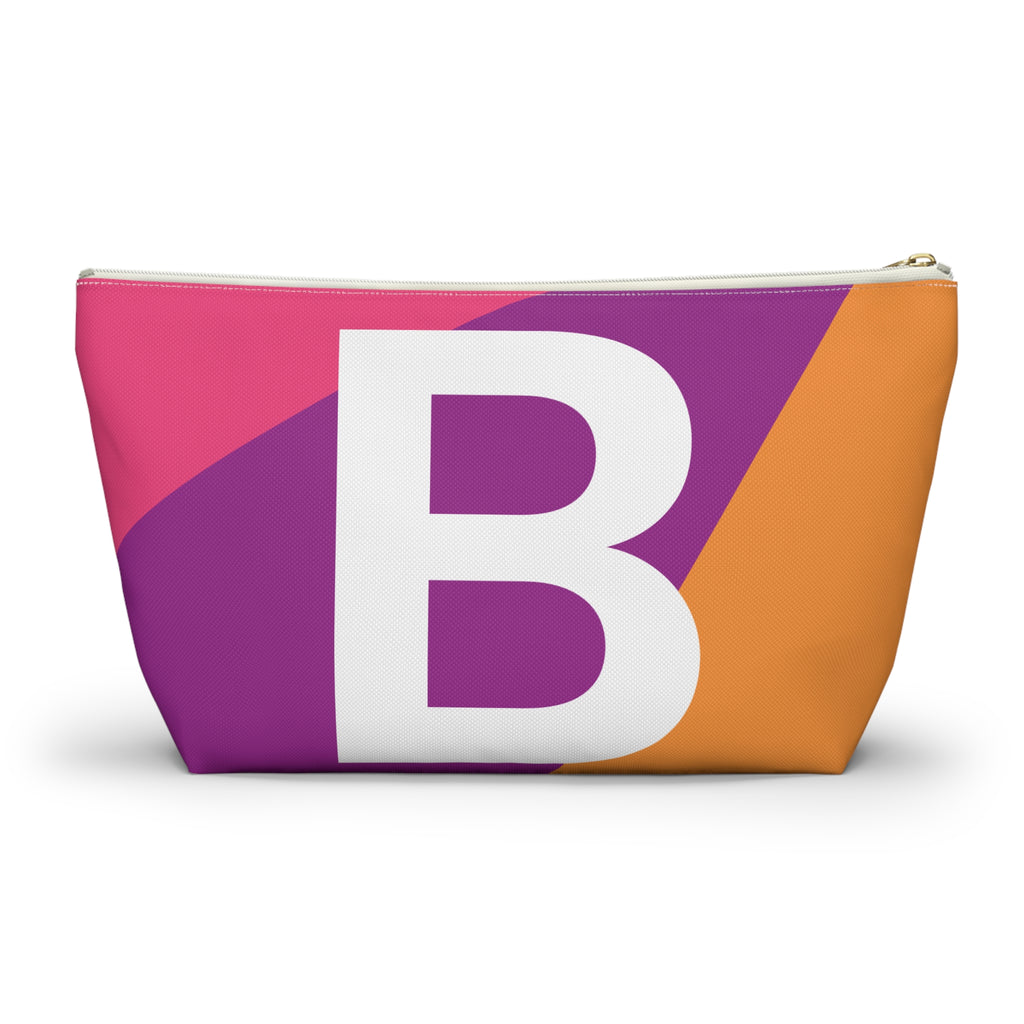 Initials Colorblock Accessory Pouch — Monogram B T-Bottom Cosmetic Bag