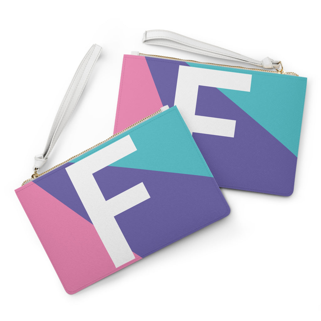 Monogram 'F' Colorblock Clutch Bag — Bold Geometric Wristlet for Everyday & Gifts