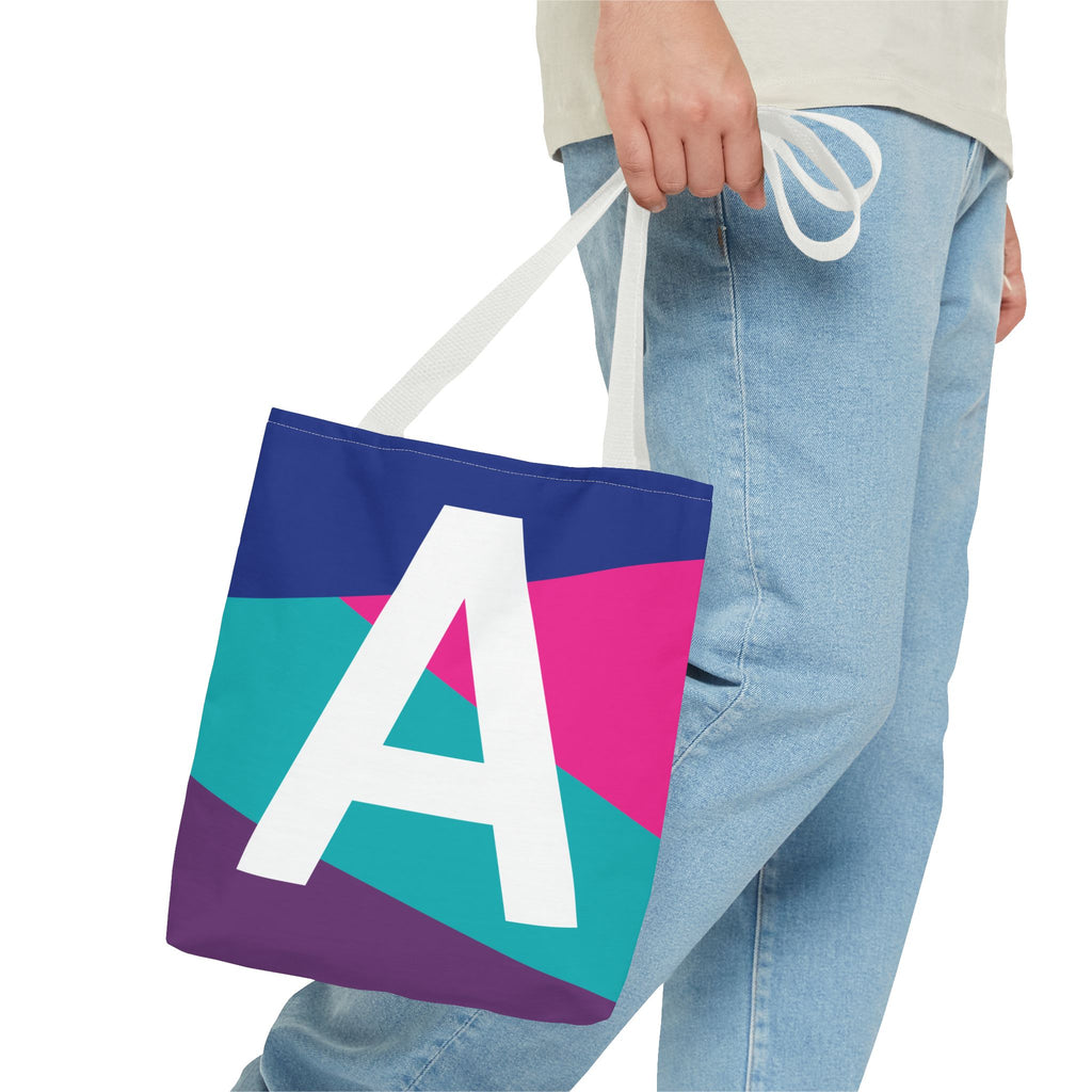 Monogram 'A' Colorblock Tote Bag — Personalized Initial A Shoulder Tote