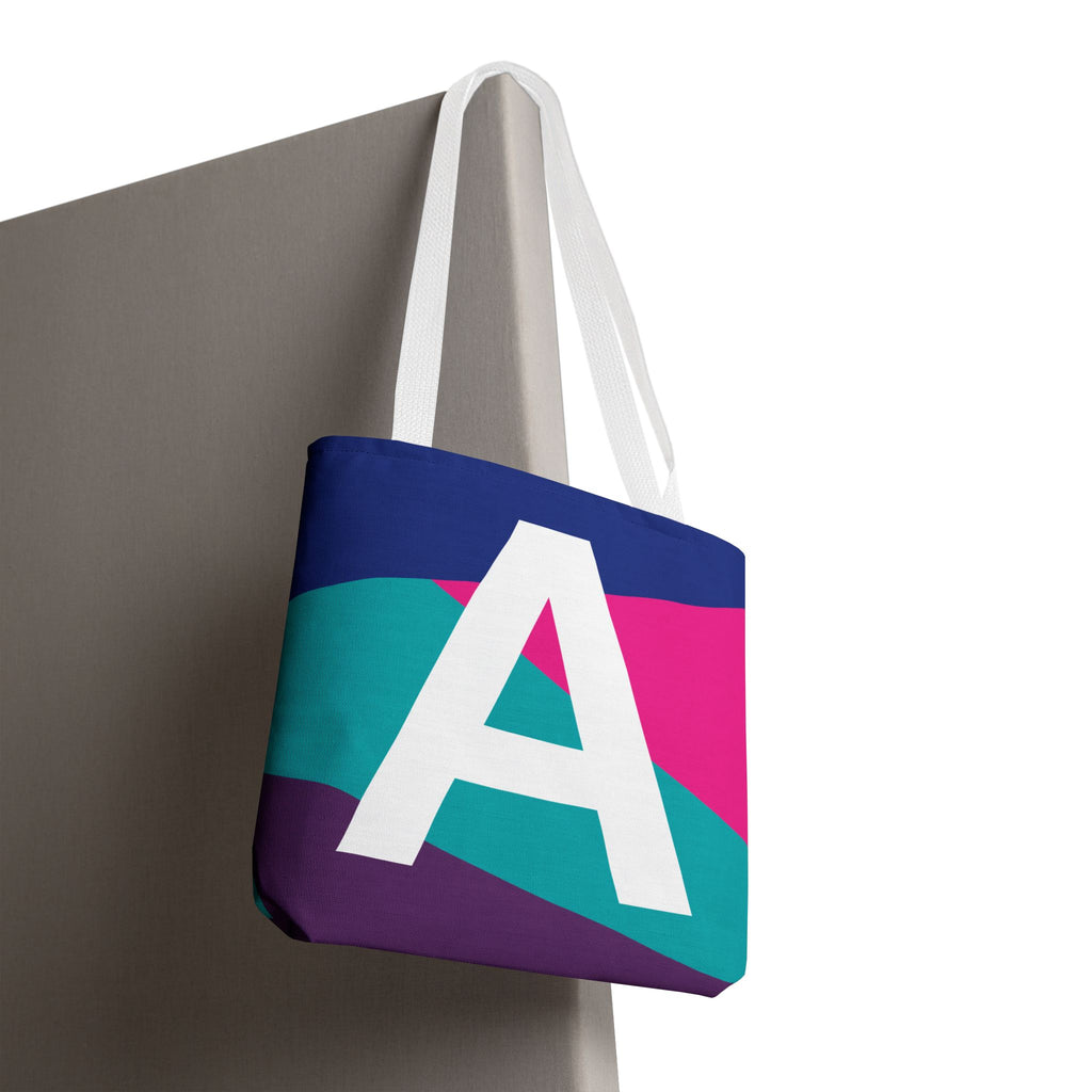 Monogram 'A' Colorblock Tote Bag — Personalized Initial A Shoulder Tote
