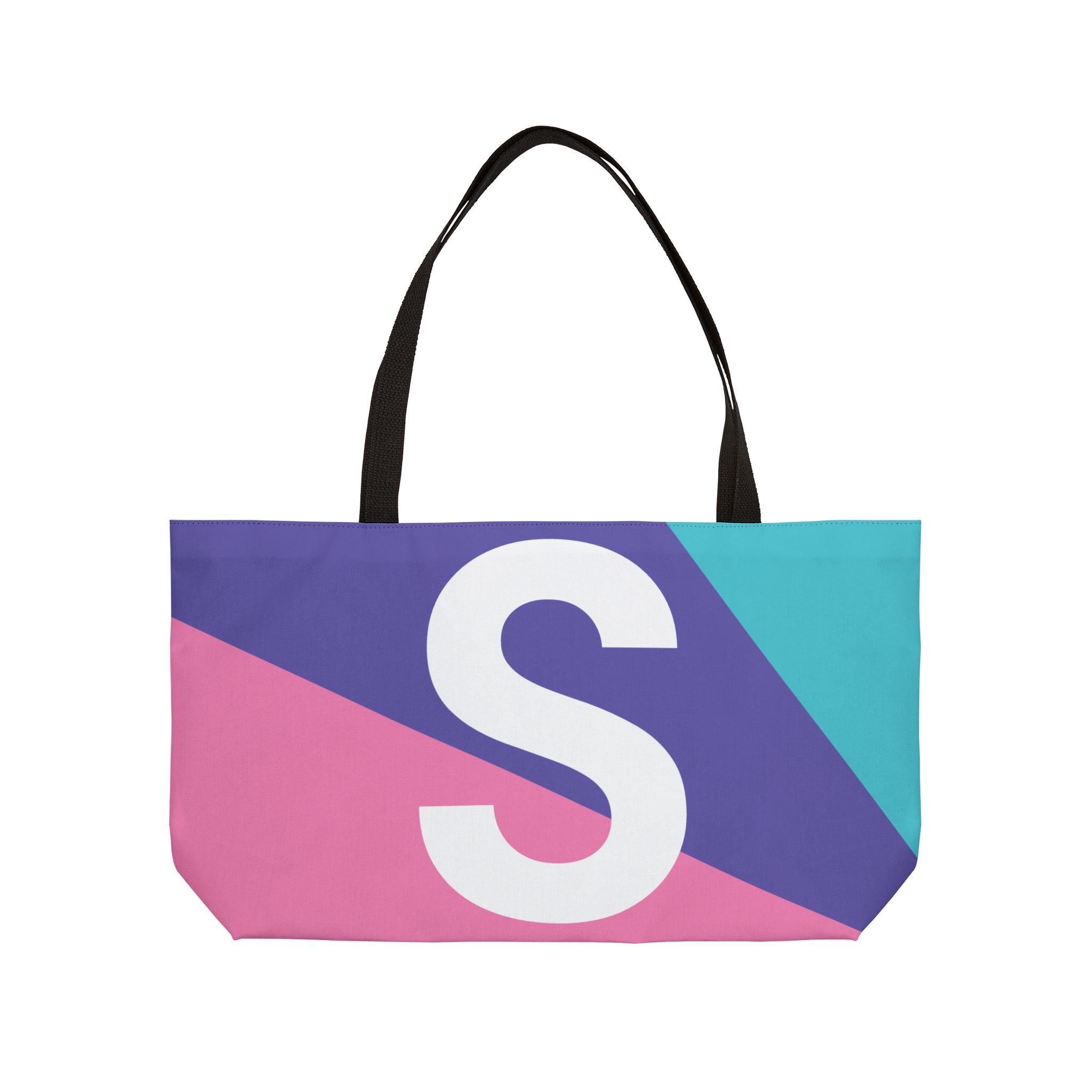 Personalized 'S' Colorblock Tote Bag — Monogram Weekender Tote