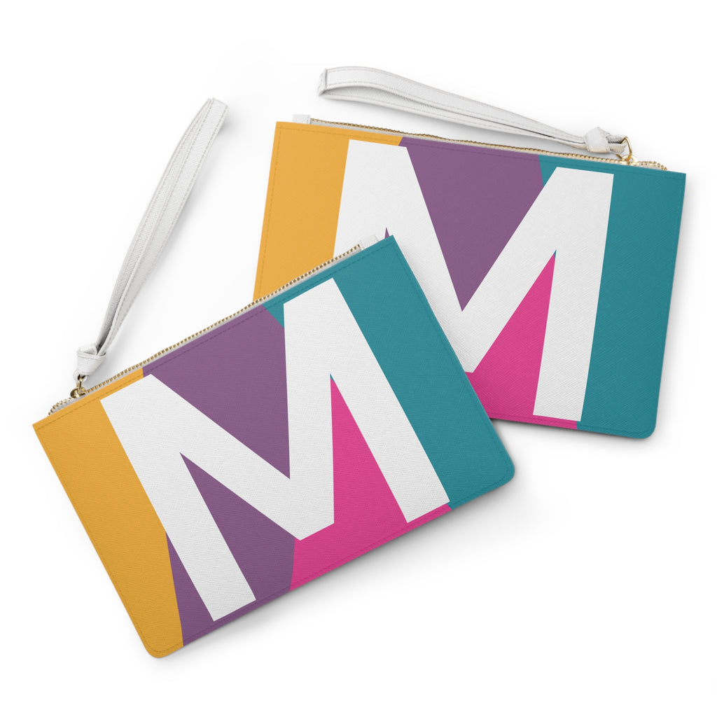 Monogram 'M' Colorblock Clutch Bag — Bold Geometric Wristlet for Everyday & Gifts