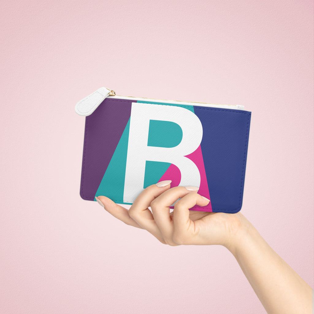 Initial B Mini Clutch — Colorblock Monogram Wristlet Wallet