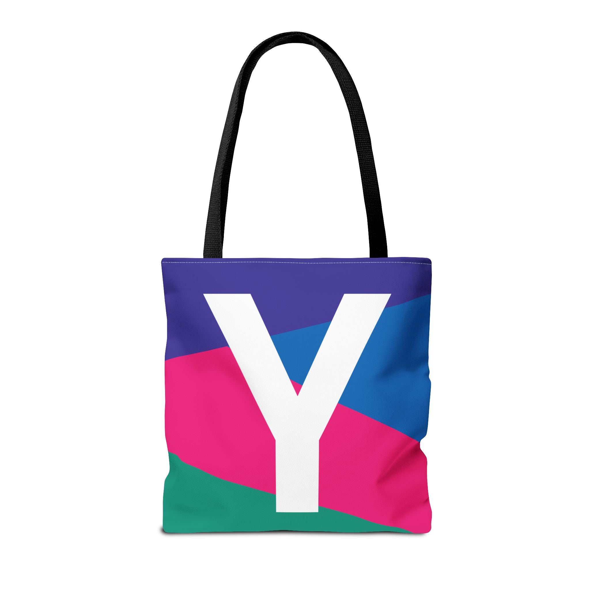 Monogram 'Y' Colorblock Tote Bag — Personalized Initial Y Shoulder Tote
