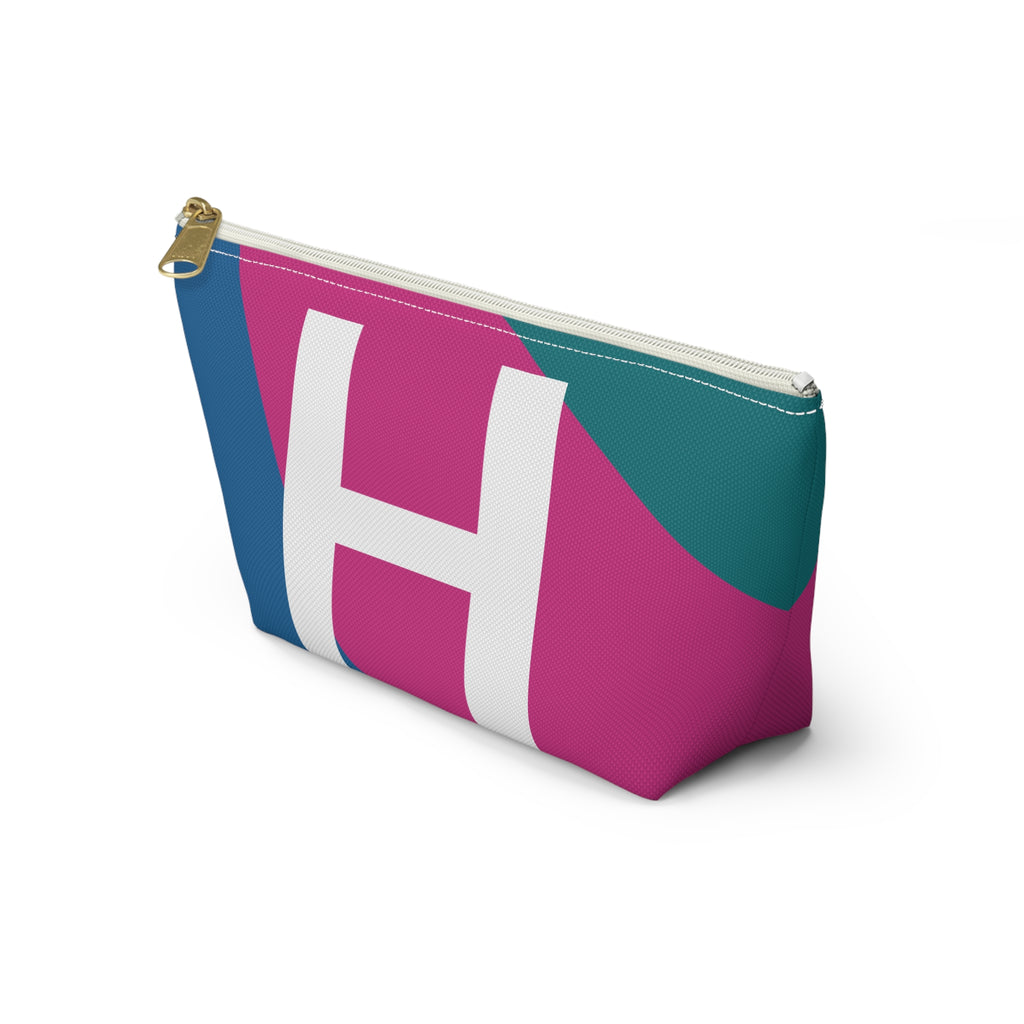 Initials Colorblock Accessory Pouch — Monogram H T-Bottom Cosmetic Bag