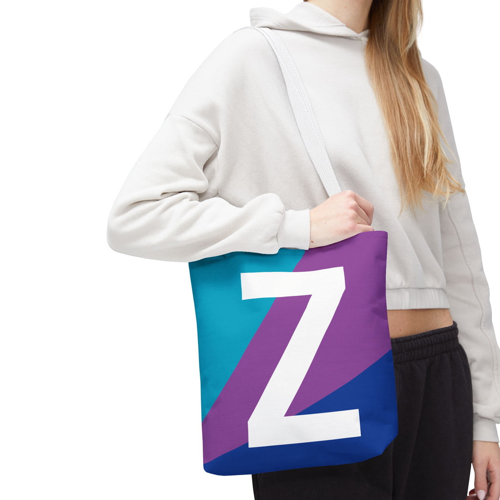 Monogram 'Z' Colorblock Tote Bag — Personalized Initial Z Shoulder Tote