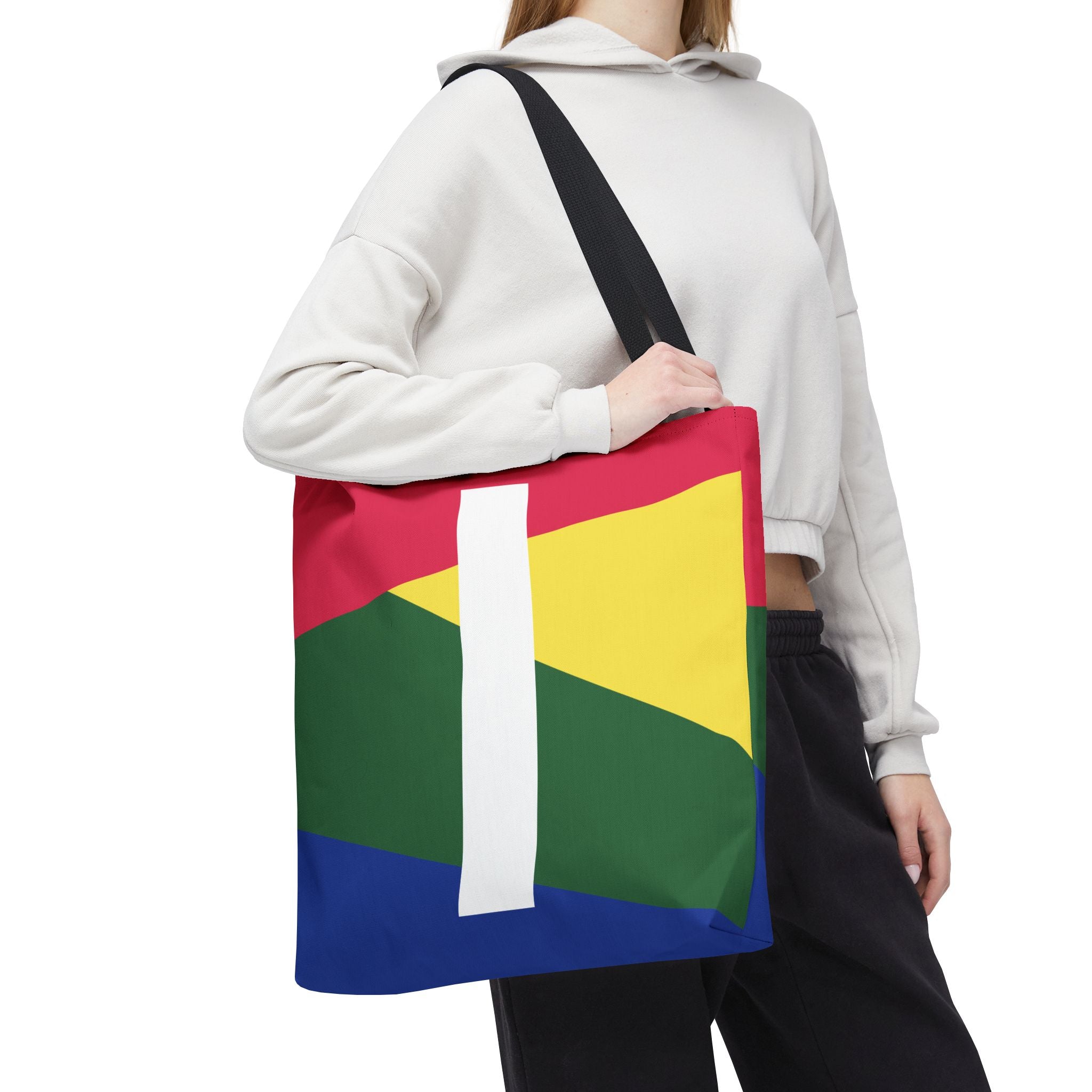 Monogram 'I' Colorblock Tote Bag — Personalized Initial I Shoulder Tote