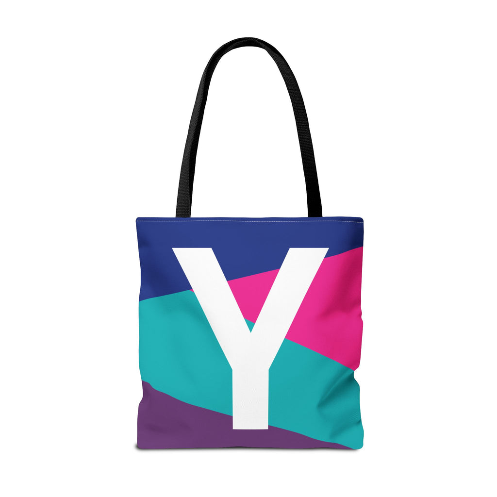 Monogram 'Y' Colorblock Tote Bag — Personalized Initial Y Shoulder Tote