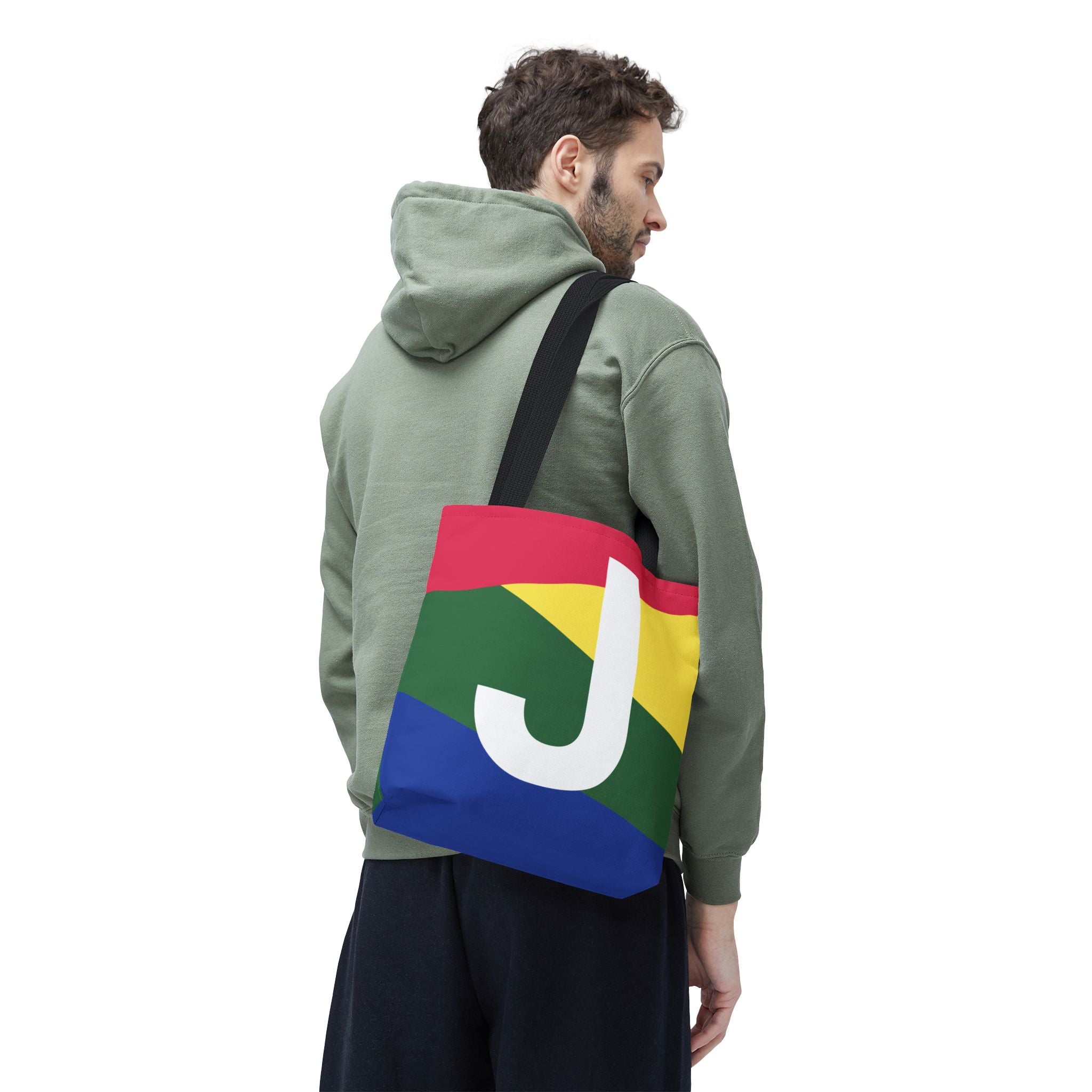 Monogram 'J' Colorblock Tote Bag — Personalized Initial J Shoulder Tote