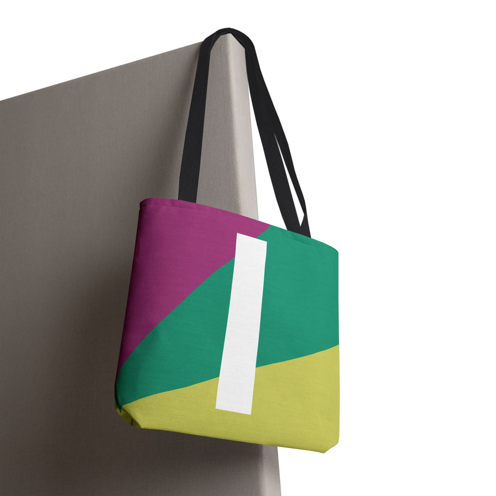 Monogram 'I' Colorblock Tote Bag — Personalized Initial I Shoulder Tote